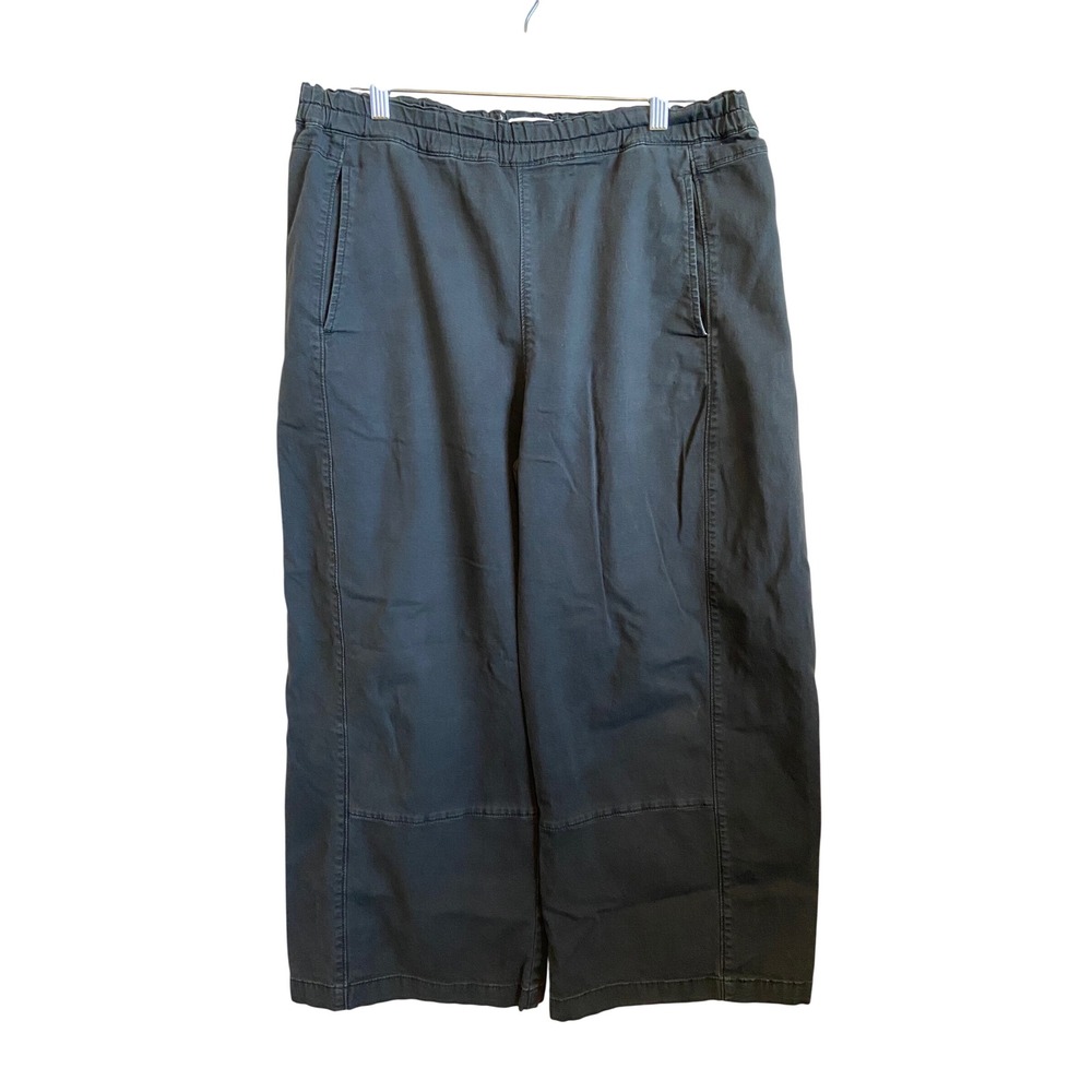 Pilcro Anthropologie Grey Wide Leg Crop Utility Pants Elastic Waist L